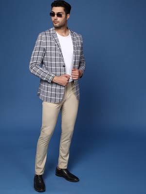 men's navy blue slim fit single breasted blazer 6