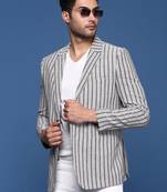 men's grey slim fit single breasted blazer
