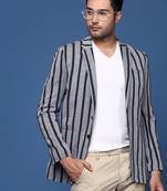 men's navy blue slim fit single breasted blazer