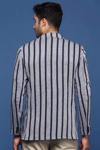 men's navy blue slim fit single breasted blazer