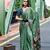 Green ajrakh printed satin silk blend saree with blouse