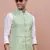 men's woven design green slim fit nehru jacket