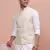 men's woven design cream slim fit nehru jacket