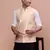men's woven design cream slim fit nehru jacket