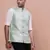 men's woven design green slim fit nehru jacket