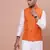 men's solid orange slim fit nehru jacket