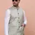 men's woven design green slim fit nehru jacket