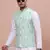 men's solid green slim fit nehru jacket