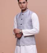 Showoff men's solid lavender slim fit nehru jacket