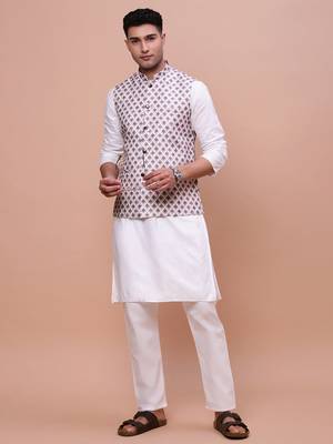men's solid pink slim fit nehru jacket 5