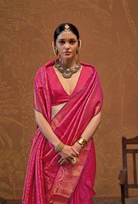 Elora soft silk kanjivaram weaving saree (pink) 2