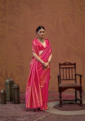 Elora soft silk kanjivaram weaving saree (pink) 3