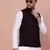 men's checked burgundy slim fit nehru jacket