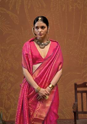 Elora soft silk kanjivaram weaving saree (pink) 4