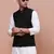 men's printed black slim fit nehru jacket