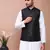 men's woven design black slim fit nehru jacket