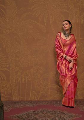 Elora soft silk kanjivaram weaving saree (peach pink) 3