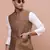 men's solid brown slim fit nehru jacket
