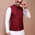 men's solid burgundy slim fit nehru jacket