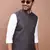 men's solid charcoal slim fit nehru jacket