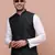 men's solid charcoal slim fit nehru jacket