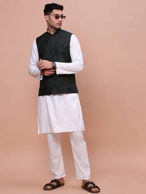 men's solid charcoal slim fit nehru jacket 5
