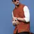 men's solid rust slim fit nehru jacket
