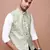 men's printed green slim fit nehru jacket