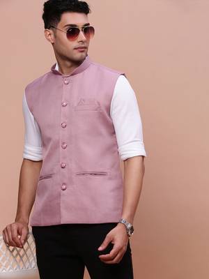 men's solid lavender slim fit nehru jacket 1