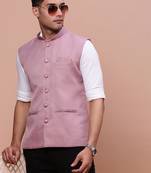 men's solid lavender slim fit nehru jacket