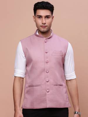 men's solid lavender slim fit nehru jacket 2