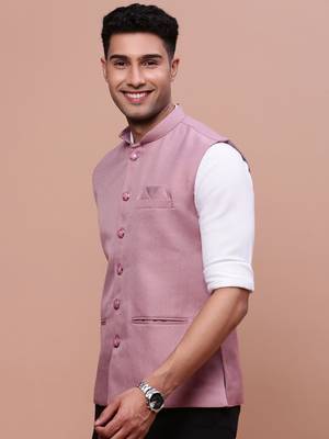 men's solid lavender slim fit nehru jacket 3