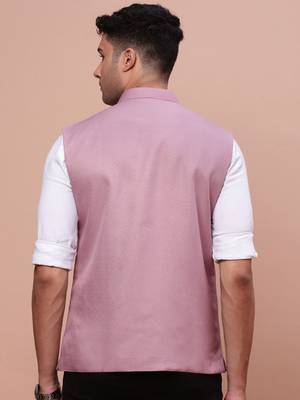men's solid lavender slim fit nehru jacket 4