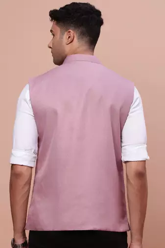 men's solid lavender slim fit nehru jacket