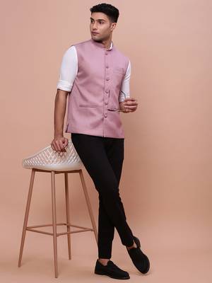 men's solid lavender slim fit nehru jacket 5
