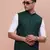 men's solid green slim fit nehru jacket