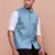 men's solid turquoise blue slim fit nehru jacket