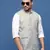 men's solid sea green slim fit nehru jacket