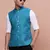men's solid turquoise blue slim fit nehru jacket