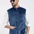 men's velvet solid navy blue slim fit nehru jacket