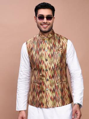 men's embroidered multi slim fit nehru jacket 1