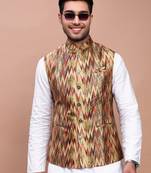men's embroidered multi slim fit nehru jacket