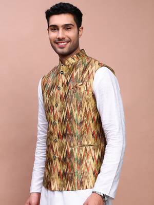 men's embroidered multi slim fit nehru jacket 3