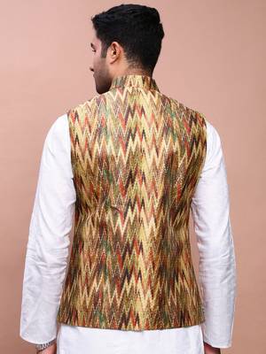 men's embroidered multi slim fit nehru jacket 4