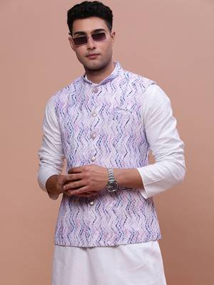 men's embellished purple slim fit nehru jacket 1