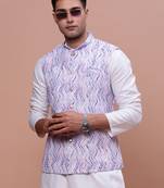 men's embellished purple slim fit nehru jacket