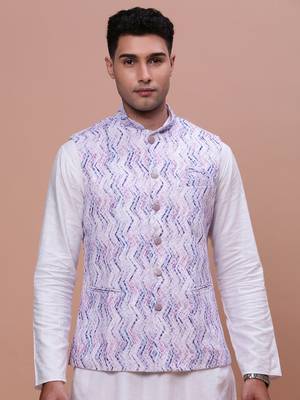 men's embellished purple slim fit nehru jacket 2