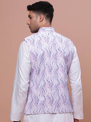 men's embellished purple slim fit nehru jacket 4
