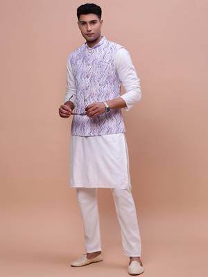 men's embellished purple slim fit nehru jacket 5