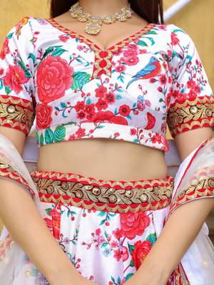 off white art silk sequins work lehenga with embroidered net dupatta 9